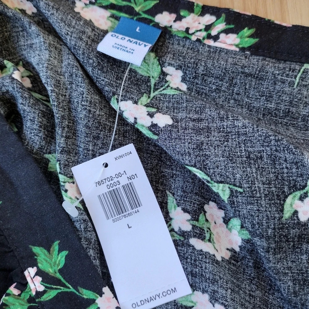 Old Navy Womens Top Blouse  Shirt Size L Black Floral - Picture 6 of 9